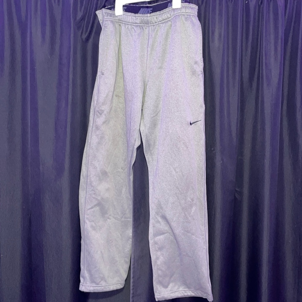 Comfy grey sweats, warm and long, open/wide legged
